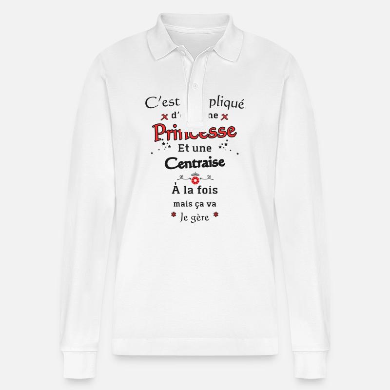 Prinzessin Centraise - Stanley/Stella Unisex Bio-Langarm-Poloshirt Prepster - Weiß