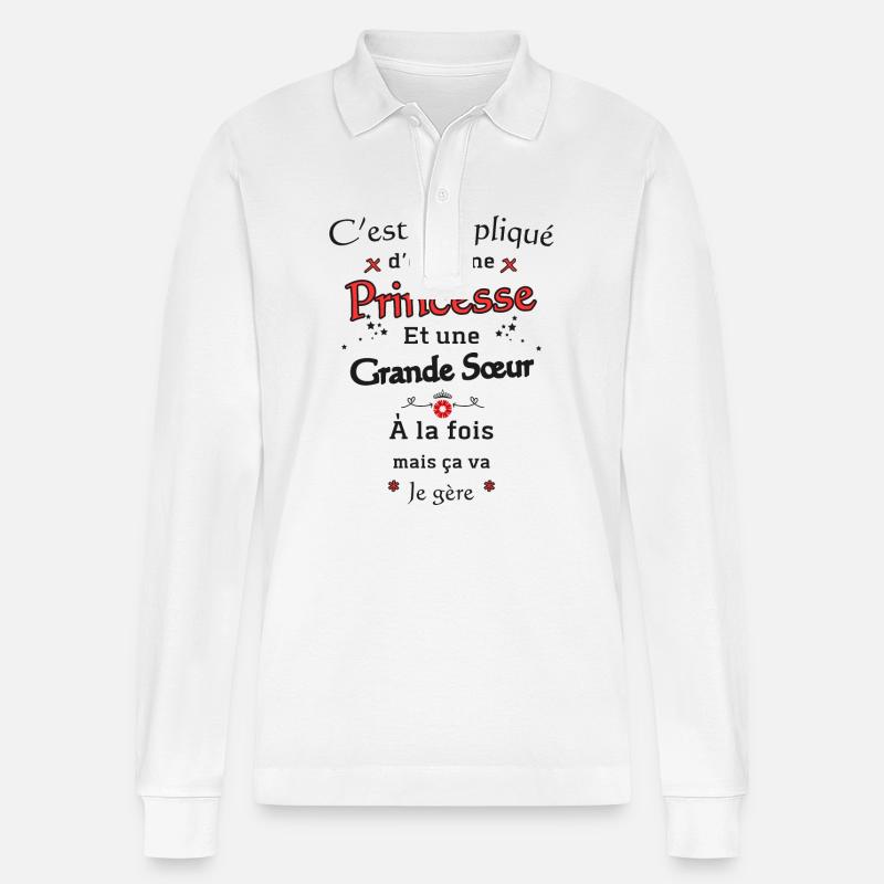 Prinzessin Große Schwester - Stanley/Stella Unisex Bio-Langarm-Poloshirt Prepster - Weiß