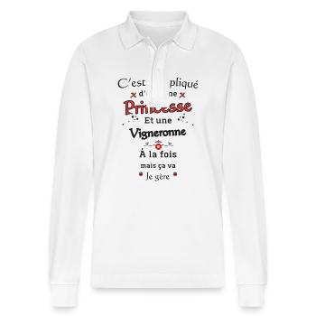 Princess Winemaker - Stanley/Stella Organic Unisex Long-Sleeved Polo Shirt Prepster - white - Front - Anna (173cm) & Nico (186cm)