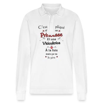 Princess Winemaker - Stanley/Stella Organic Unisex Long-Sleeved Polo Shirt Prepster - white - Front - Anna (173cm) & Nico (186cm)