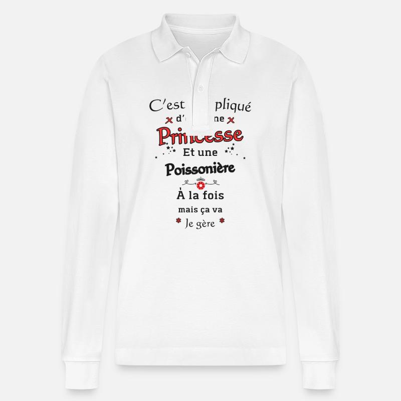 Princesse Poissonière - Polo à manches longues bio PREPSTER Stanley/Stella Unisexe - blanc