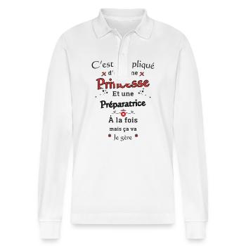 Princess Preparer - Stanley/Stella Organic Unisex Long-Sleeved Polo Shirt Prepster - white - Front - Anna (173cm) & Nico (186cm)