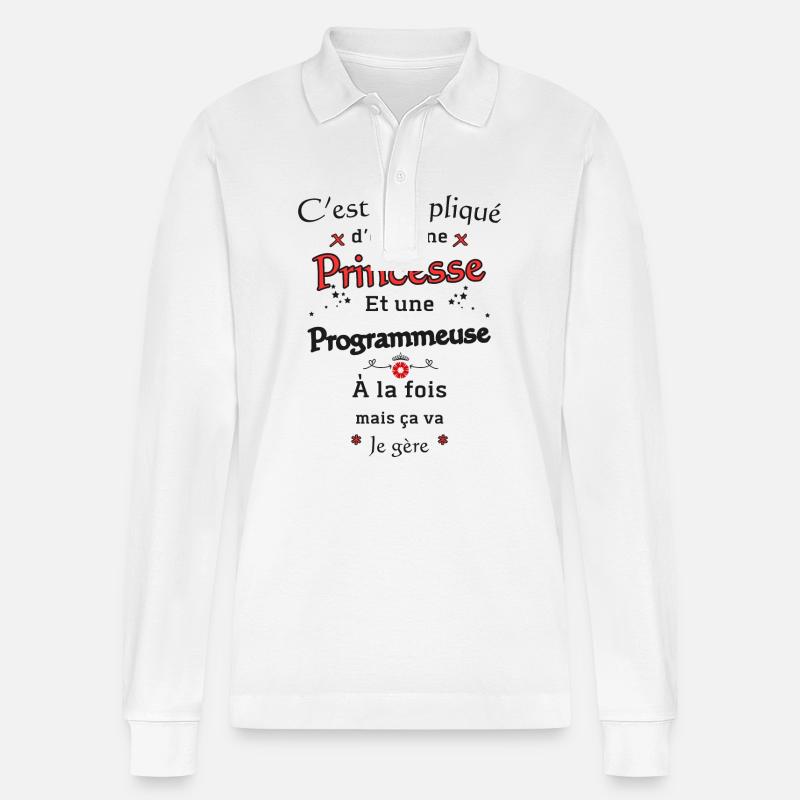Princesse Programmeuse - Polo à manches longues bio PREPSTER Stanley/Stella Unisexe - blanc