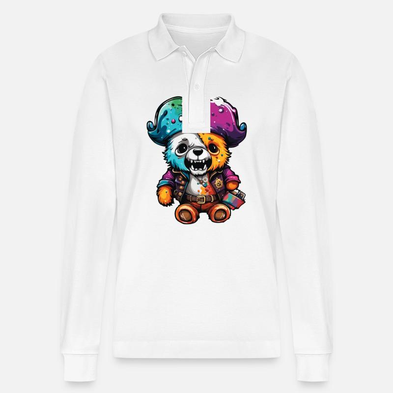 Teddybär / Kuscheltier / Stofftier / Geschenkidee - Stanley/Stella Unisex Bio-Langarm-Poloshirt Prepster - Weiß