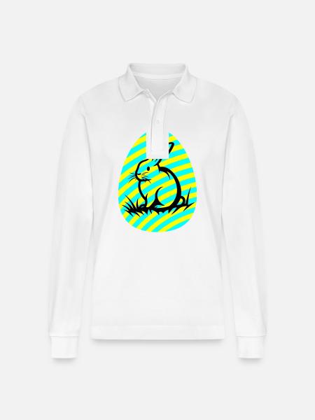 Hase Ostern Icon - Stanley/Stella Unisex Bio-Langarm-Poloshirt Prepster - Weiß