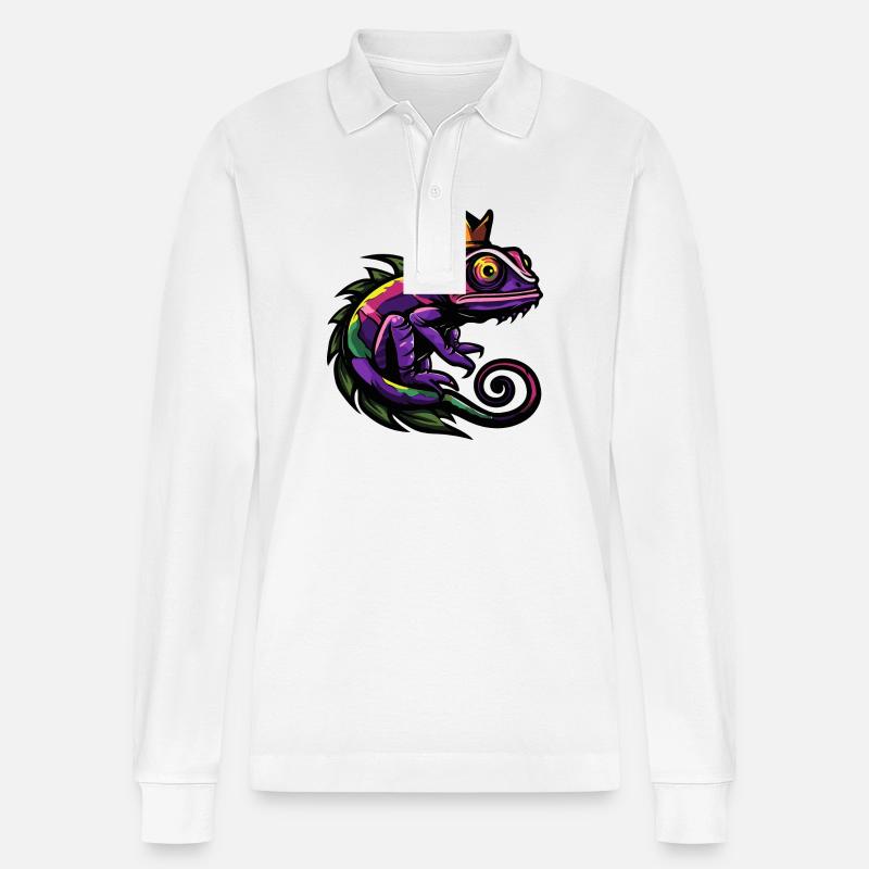 Chameleon Comic Krone - Stanley/Stella Unisex Bio-Langarm-Poloshirt Prepster - Weiß