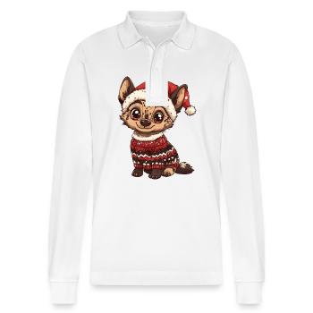 Hyäne Weihnachten - Stanley/Stella Unisex Bio-Langarm-Poloshirt Prepster - Weiß - Vorne - Anna (173cm) & Nico (186cm)