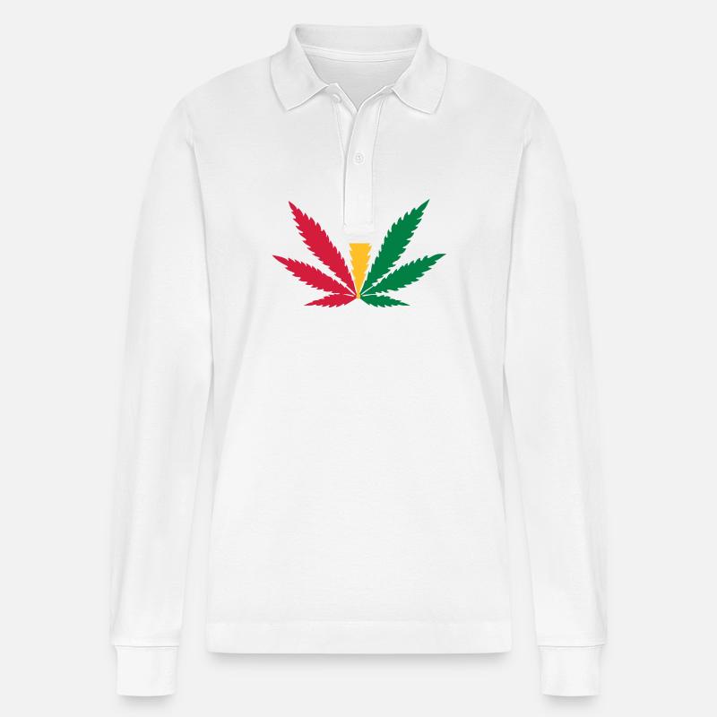 Rasta Hippie Weed - Stanley/Stella Unisex Bio-Langarm-Poloshirt Prepster - Weiß