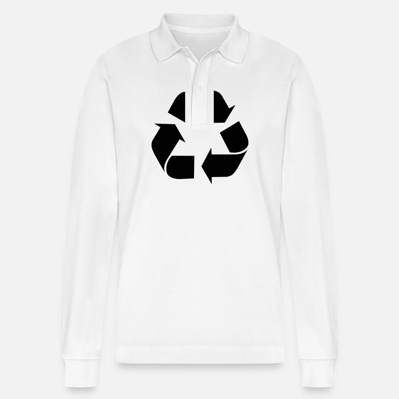 Recycling recyceln symbole - Stanley/Stella Unisex Bio-Langarm-Poloshirt Prepster - Weiß