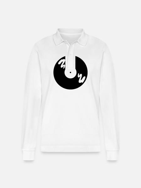 Music Record - Stanley/Stella Organic Unisex Long-Sleeved Polo Shirt Prepster - white