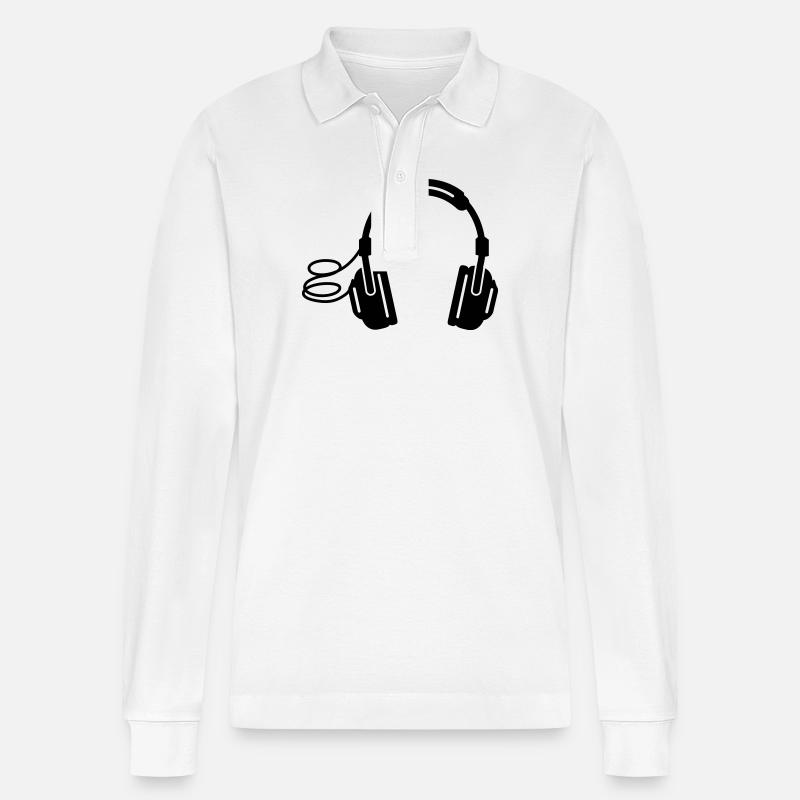 Kopfhörer headphones - Stanley/Stella Unisex Bio-Langarm-Poloshirt Prepster - Weiß