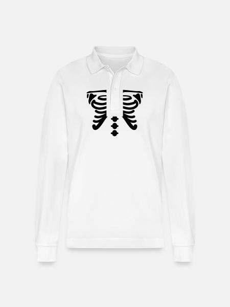 skeleton - Stanley/Stella Organic Unisex Long-Sleeved Polo Shirt Prepster - white