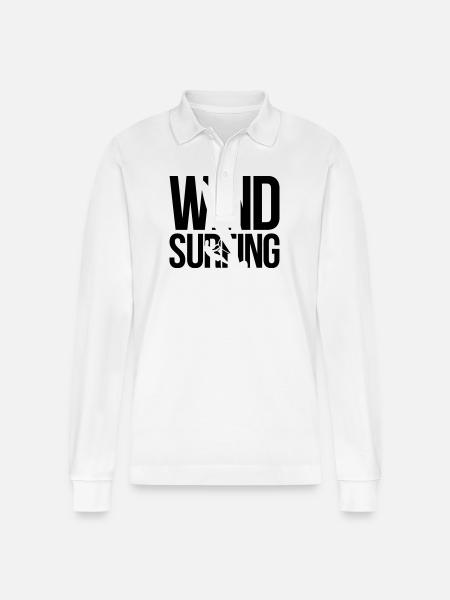 windsurfing - Stanley/Stella Organic Unisex Long-Sleeved Polo Shirt Prepster - white