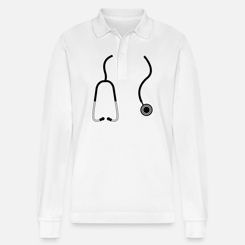 Arzt Stethoskop - Stanley/Stella Unisex Bio-Langarm-Poloshirt Prepster - Weiß