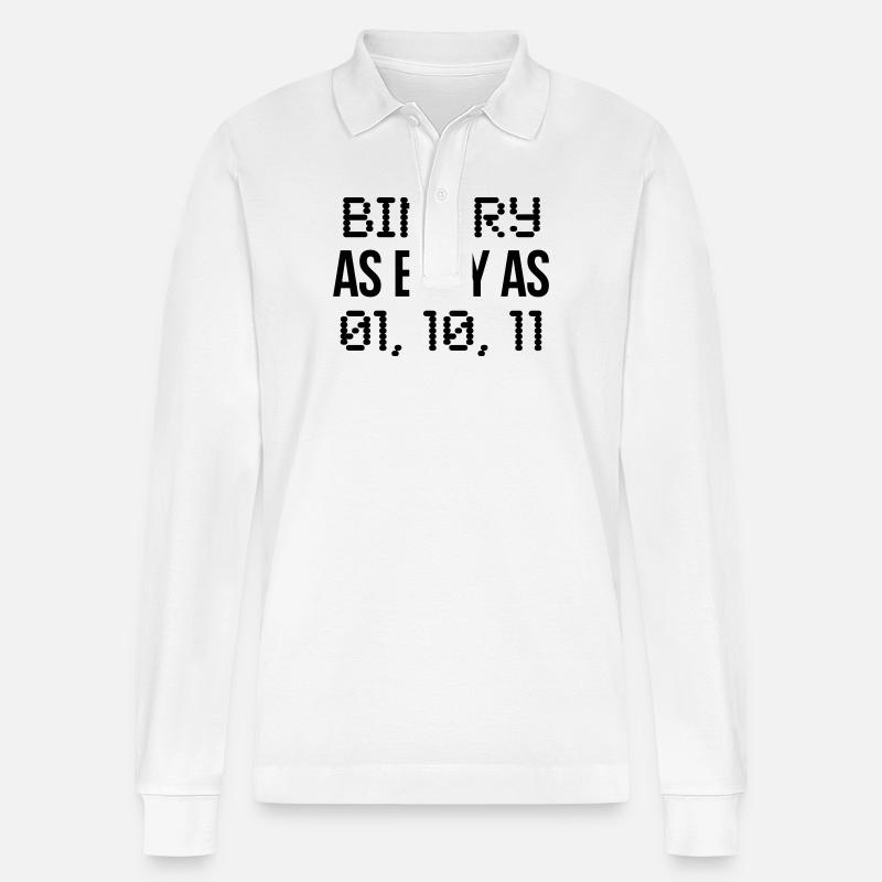 code binaire - Polo à manches longues bio PREPSTER Stanley/Stella Unisexe - blanc