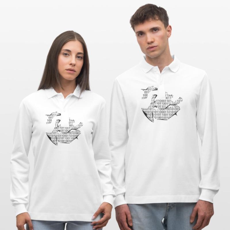 binary code Stanley/Stella Organic Unisex Long-Sleeved Polo Shirt Prepster