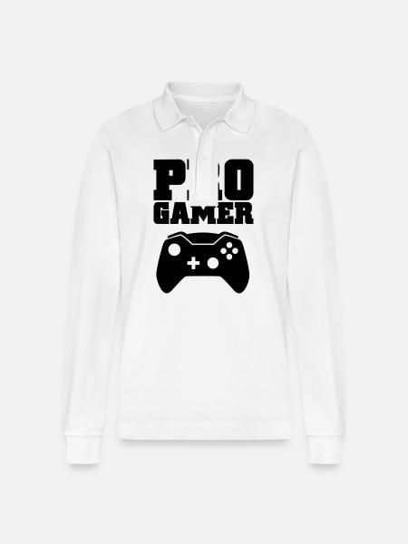 pro gamer - Stanley/Stella Organic Unisex Long-Sleeved Polo Shirt Prepster - white