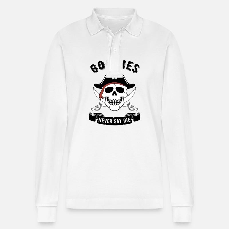 Der Goonies-Piratenschädel - Stanley/Stella Unisex Bio-Langarm-Poloshirt Prepster - Weiß