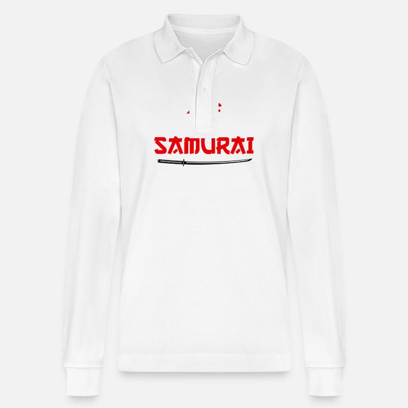 Kanji de l’épée de samouraï - Polo à manches longues bio PREPSTER Stanley/Stella Unisexe - blanc