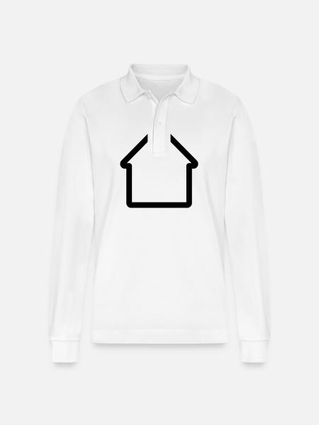 Icône minimale de contour de maison pour la maison et la propriété - Polo à manches longues bio PREPSTER Stanley/Stella Unisexe - blanc