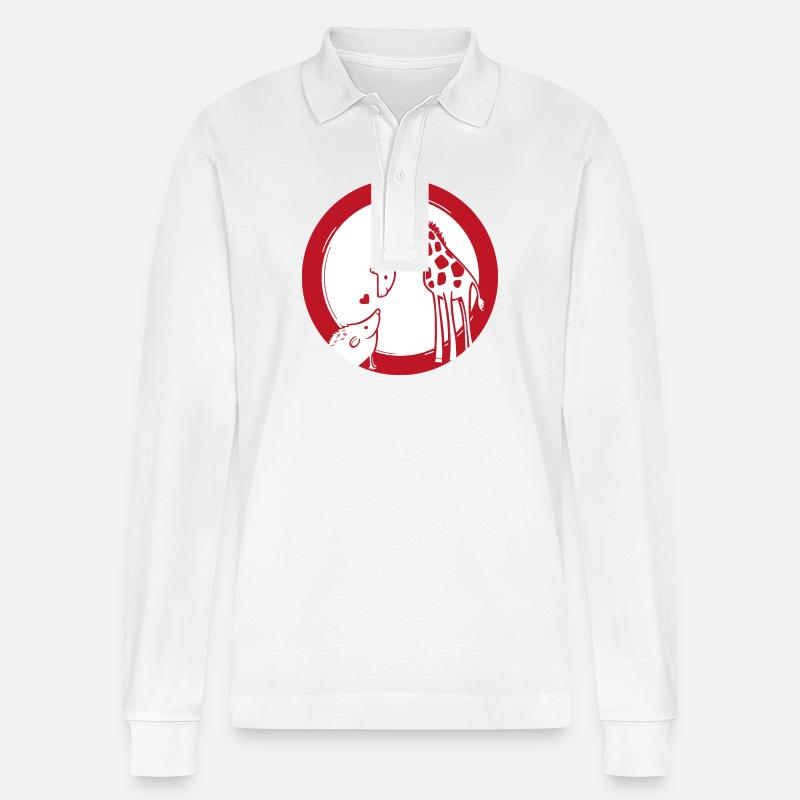Giraffe und Igel Liebe - Stanley/Stella Unisex Bio-Langarm-Poloshirt Prepster - Weiß