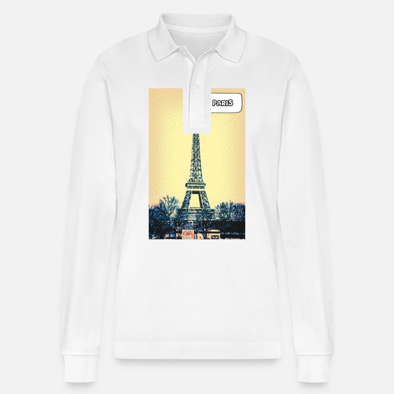 Eiffel Pop Art Paris - Stanley/Stella Unisex Bio-Langarm-Poloshirt Prepster - Weiß