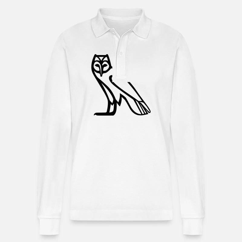 Hiéroglyphe de hibou - Polo à manches longues bio PREPSTER Stanley/Stella Unisexe - blanc