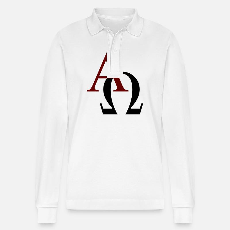 Alpha und Omega - Stanley/Stella Unisex Bio-Langarm-Poloshirt Prepster - Weiß