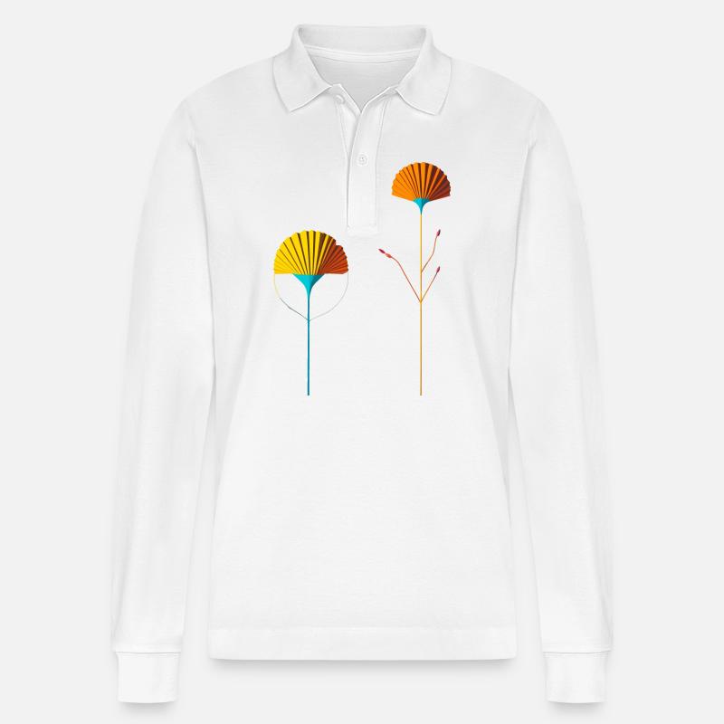 Abstrakte Farbblütenfächer - Stanley/Stella Unisex Bio-Langarm-Poloshirt Prepster - Weiß