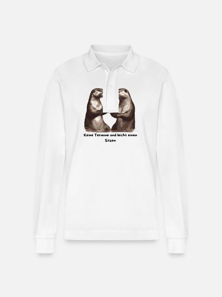Otterfreunde Prost am Trinkglas - Stanley/Stella Unisex Bio-Langarm-Poloshirt Prepster - Weiß