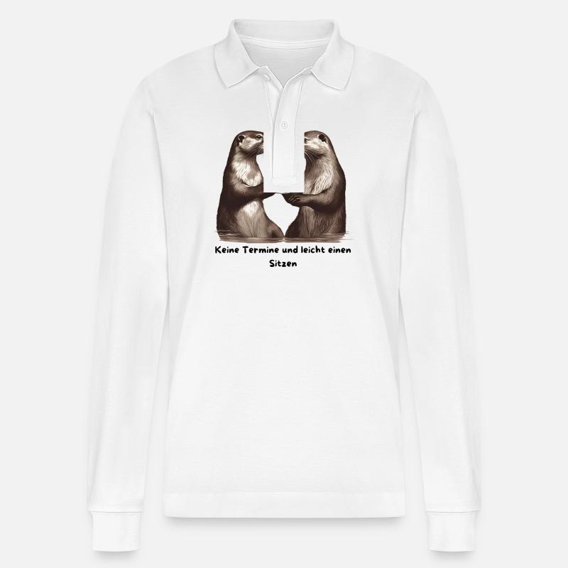 Otterfreunde Prost am Trinkglas - Stanley/Stella Unisex Bio-Langarm-Poloshirt Prepster - Weiß