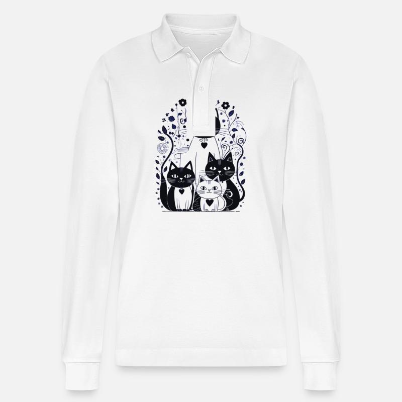 Kittymania - Stanley/Stella Unisex Bio-Langarm-Poloshirt Prepster - Weiß