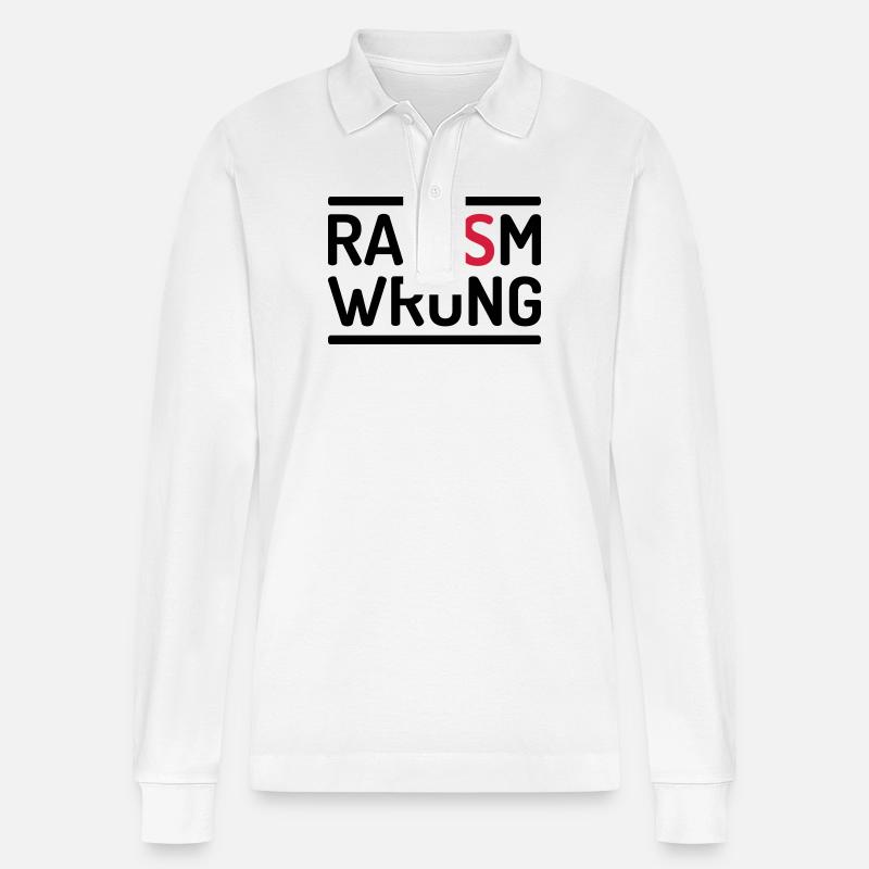 Racism Is Wrong Statement - Stanley/Stella Unisex Bio-Langarm-Poloshirt Prepster - Weiß