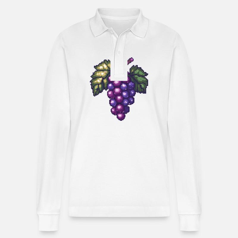 Weintrauben Pixel - Stanley/Stella Unisex Bio-Langarm-Poloshirt Prepster - Weiß
