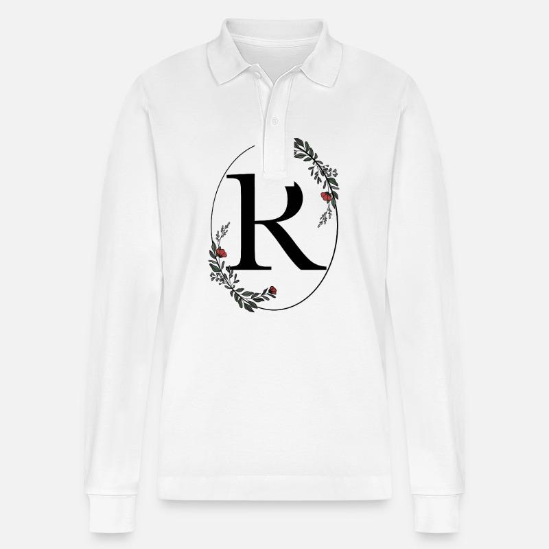 Buchstabe R - Stanley/Stella Unisex Bio-Langarm-Poloshirt Prepster - Weiß