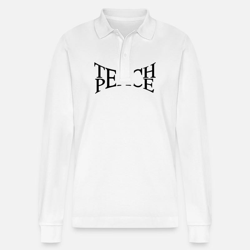 Teach Peace Wortspiel Statement - Stanley/Stella Unisex Bio-Langarm-Poloshirt Prepster - Weiß