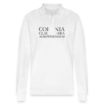 COLONIA CLAUDIA ARA AGRPPINENSIUM Vintage Schwarz - Stanley/Stella Unisex Bio-Langarm-Poloshirt Prepster - Weiß - Vorne - Anna (173cm) & Nico (186cm)