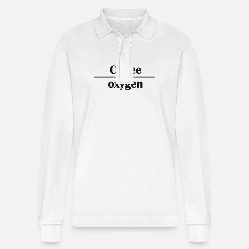 Coffee Over Oxygen Typography - Stanley/Stella Organic Unisex Long-Sleeved Polo Shirt Prepster - white