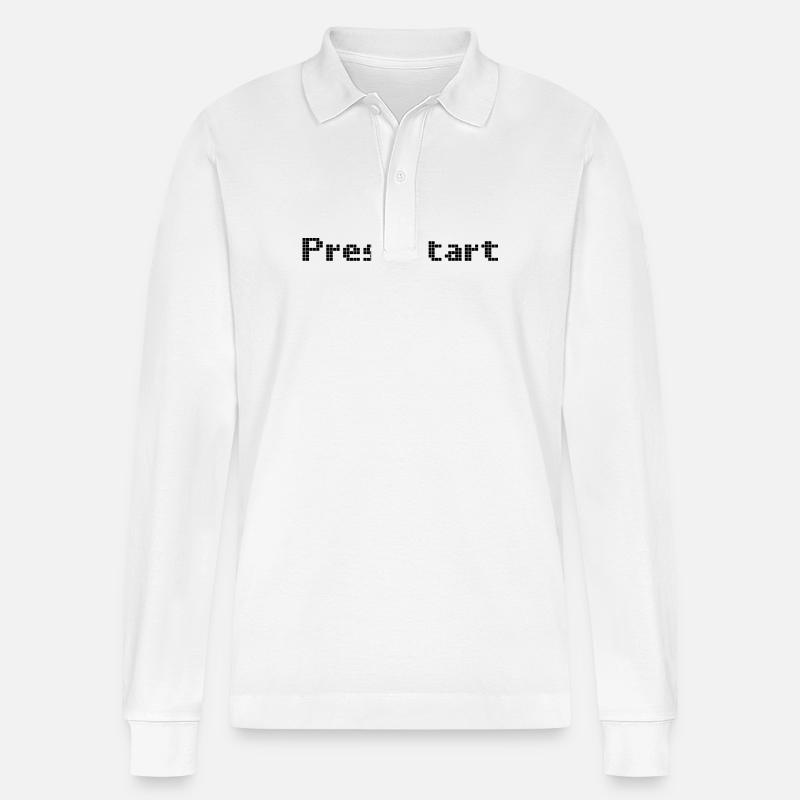 press start - space invader - Stanley/Stella Unisex Bio-Langarm-Poloshirt Prepster - Weiß