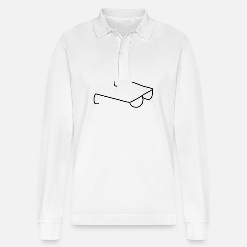 brille symbol klamotten - Stanley/Stella Unisex Bio-Langarm-Poloshirt Prepster - Weiß