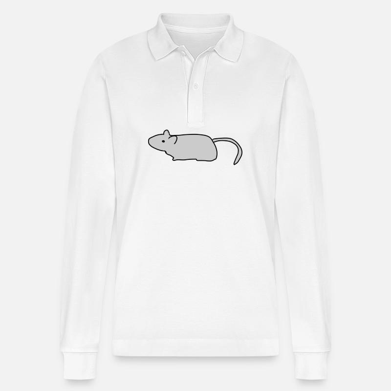 Maus Ratte Symbol Tier grau - Stanley/Stella Unisex Bio-Langarm-Poloshirt Prepster - Weiß