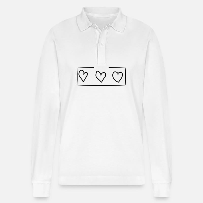 Trois coeurs coeur rectangle - Polo à manches longues bio PREPSTER Stanley/Stella Unisexe - blanc
