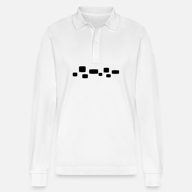 Square Square Shape Pattern - Stanley/Stella Organic Unisex Long-Sleeved Polo Shirt Prepster - white