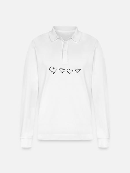 four hearts symbol love - Stanley/Stella Organic Unisex Long-Sleeved Polo Shirt Prepster - white