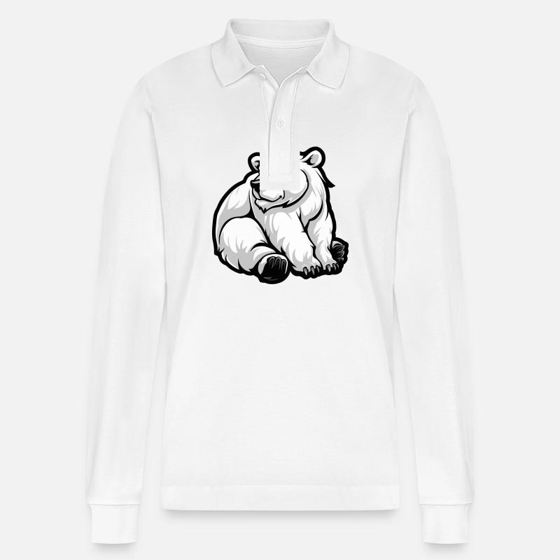 Polar Bear Comic Crown - Stanley/Stella Organic Unisex Long-Sleeved Polo Shirt Prepster - white