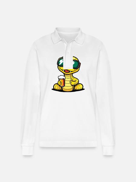Snake Cobra Ski Beer - Stanley/Stella Organic Unisex Long-Sleeved Polo Shirt Prepster - white