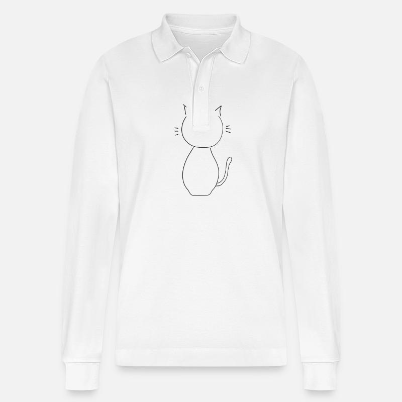Chat Animal Symbole Mignon - Polo à manches longues bio PREPSTER Stanley/Stella Unisexe - blanc