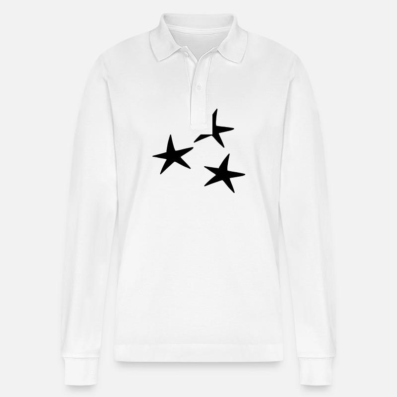 Stern muster Symbol - Stanley/Stella Unisex Bio-Langarm-Poloshirt Prepster - Weiß
