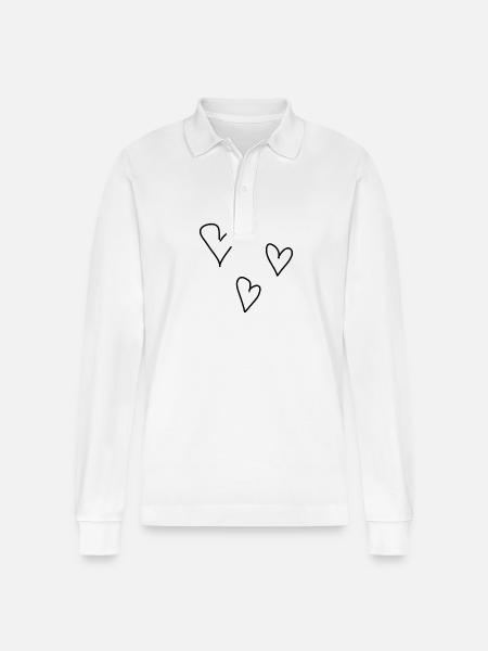 three hearts love symbol - Stanley/Stella Organic Unisex Long-Sleeved Polo Shirt Prepster - white