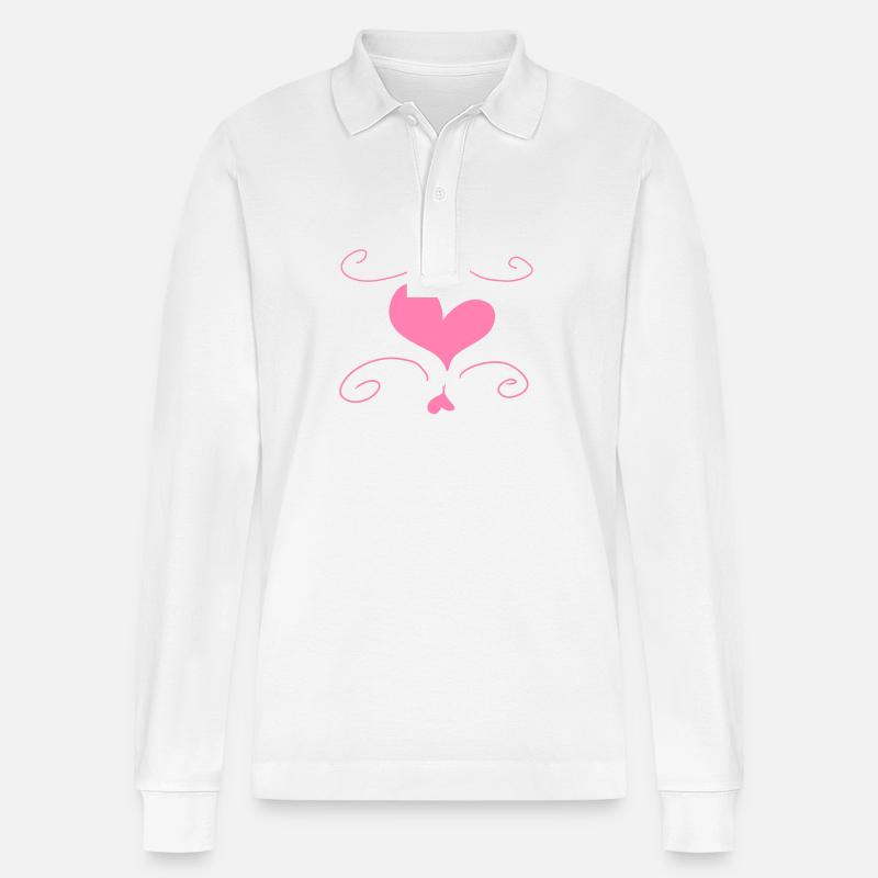 Herz Liebe Symbol form - Stanley/Stella Unisex Bio-Langarm-Poloshirt Prepster - Weiß